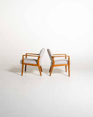 Coppia di poltrone scandinave in rovere, anni ’60