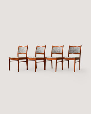 Set 4 sedie scandinave anni 60 in teak con tappezzeria originale
