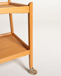 Carrello rettangolare scandinavo in rovere anni '60