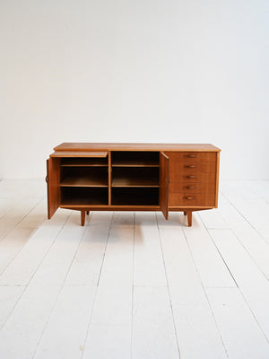 Sideboard scandinavo teak con piano estraibile anni ’60 2