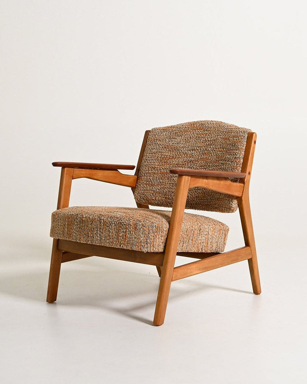 Poltrona scandinava in faggio e teak, anni '60