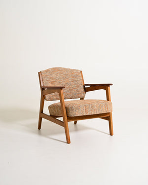 Poltrona scandinava in faggio e teak, anni '60