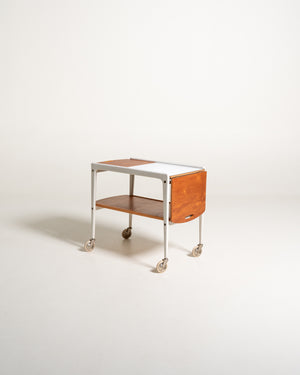 Carrello bianco "Thea" di Yngve Ekström con inserti in teak, anni 60