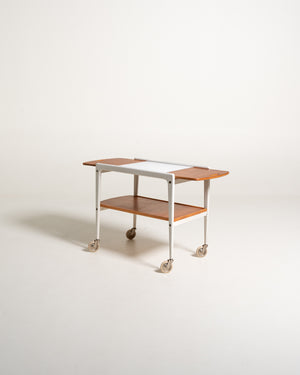 Carrello bianco "Thea" di Yngve Ekström con inserti in teak, anni 60