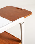 Carrello bianco "Thea" di Yngve Ekström con inserti in teak, anni 60