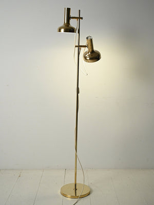 Lampada da terra scandinava in ottone con due punti luce regolabili 2