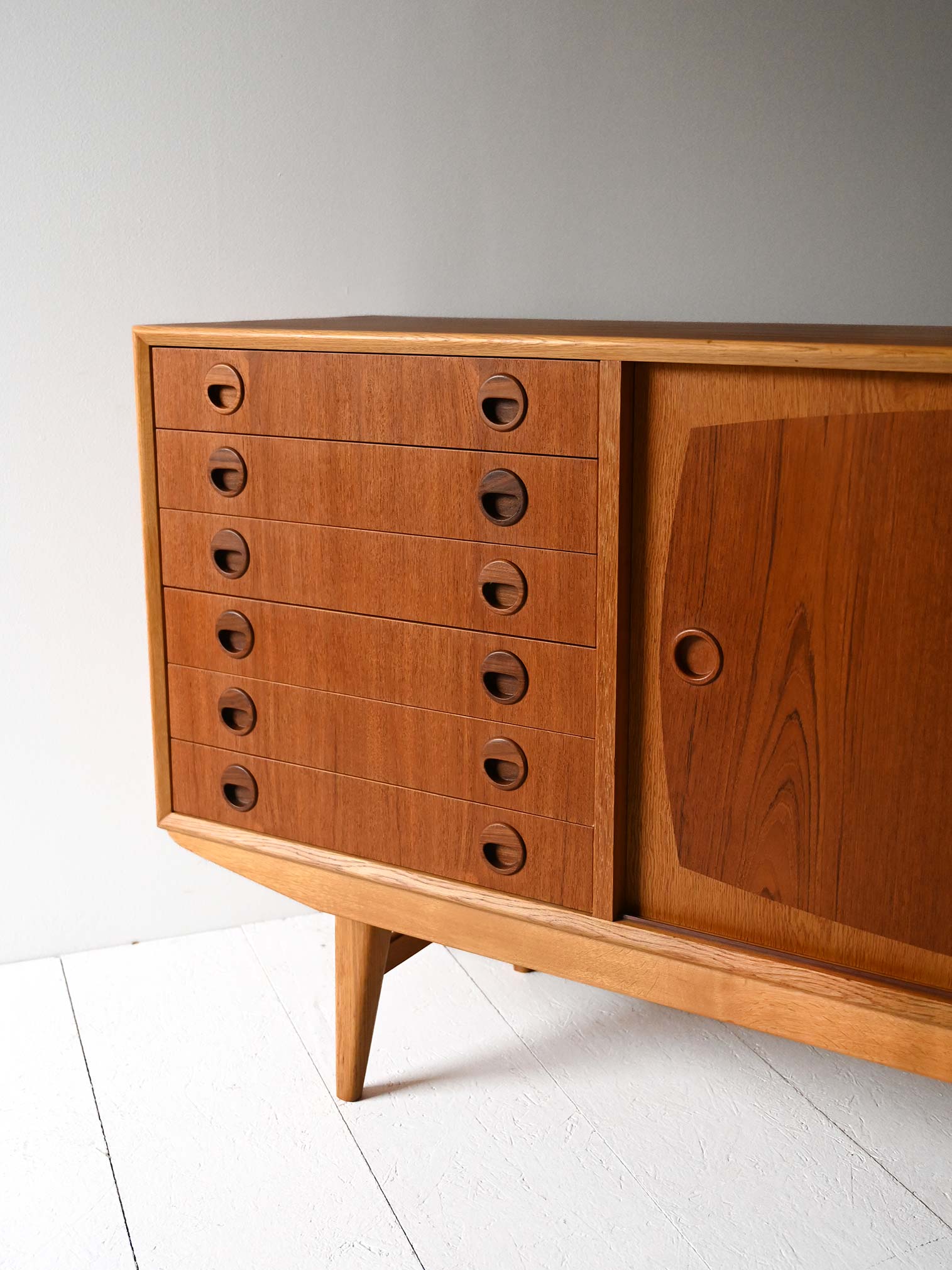 Sideboard scandinavo teak e rovere anni ’50/’60 8