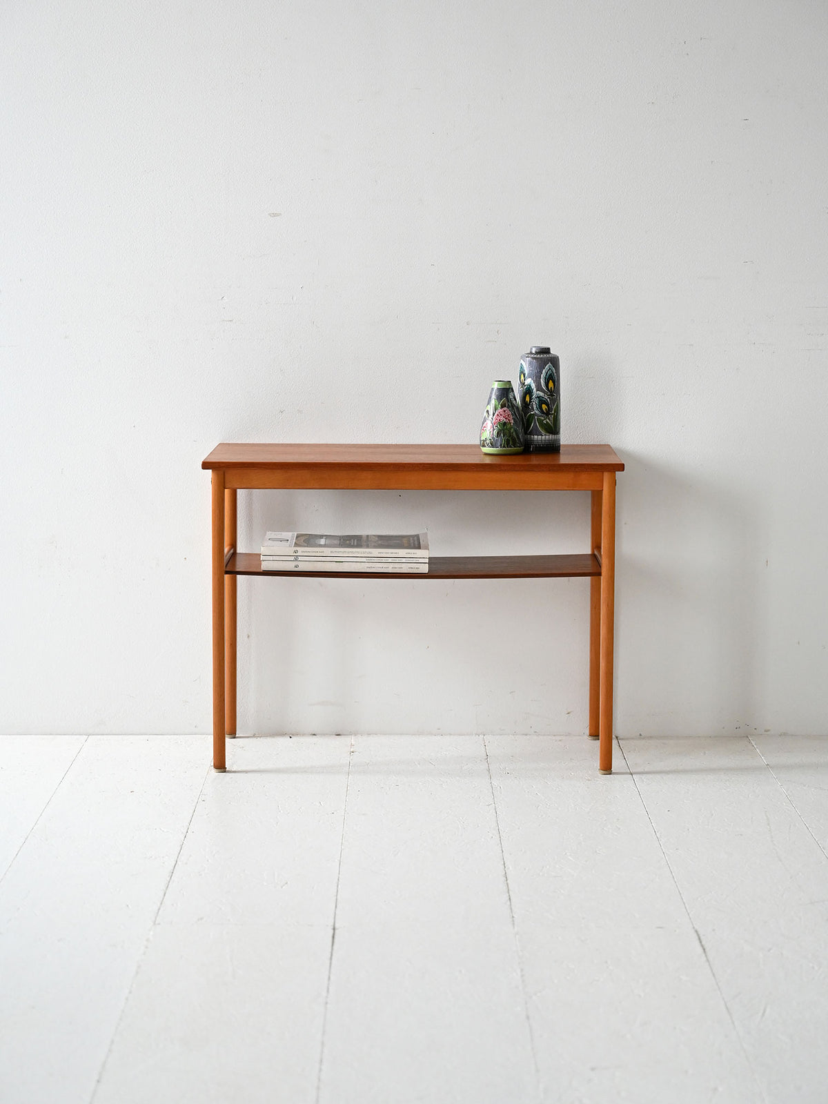 Tavolino scandinavo vintage anni 50 in faggio e teak
