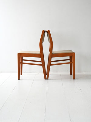 Set di 4 sedie scandinave anni 60 in teak con tappezzeria beige 2