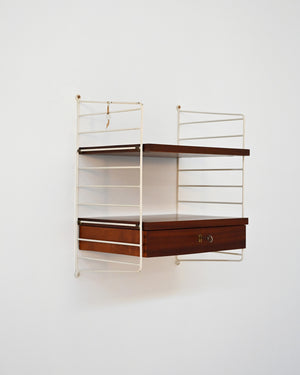 Scaffale a muro con cassetto prodotto da BFB-hyllan per String Design, anni ’50 2