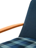 Poltrona scandinava in rovere e lana blu 6