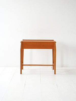 Coffee table scandinavo vintage in olmo con vano contenitore 4