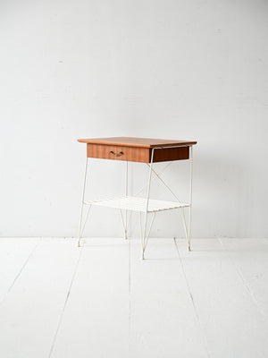 Comodino scandinavo anni 60 in metallo e mogano 3
