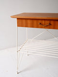 Comodino scandinavo anni 60 in metallo e mogano 4