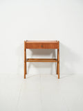 Comodino scandinavo anni 50 in teak con paglia di Vienna 1