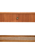 Comodino scandinavo anni 50 in teak con paglia di Vienna 5