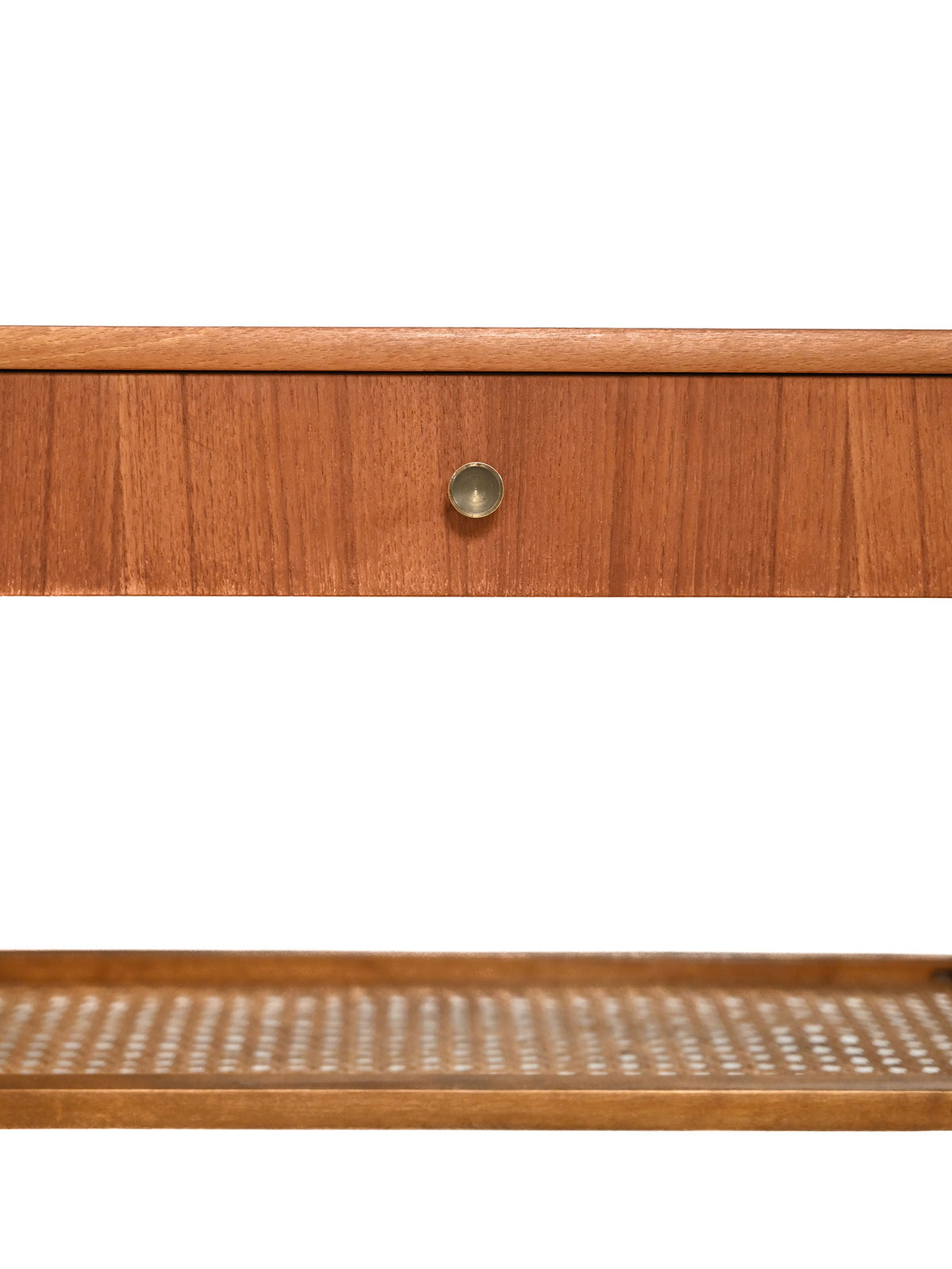 Comodino scandinavo anni 50 in teak con paglia di Vienna 5