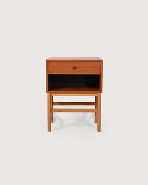 Comodino scandinavo cubico in teak anni Sessanta