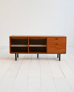 Sideboard scandinavo in teak con ante a serranda, anni ’60 1