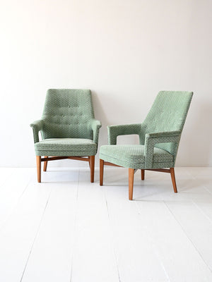 Coppia di poltroncine scandinave vintage anni 50 verde menta 1