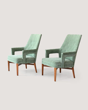 Coppia di poltroncine scandinave vintage anni 50 verde menta