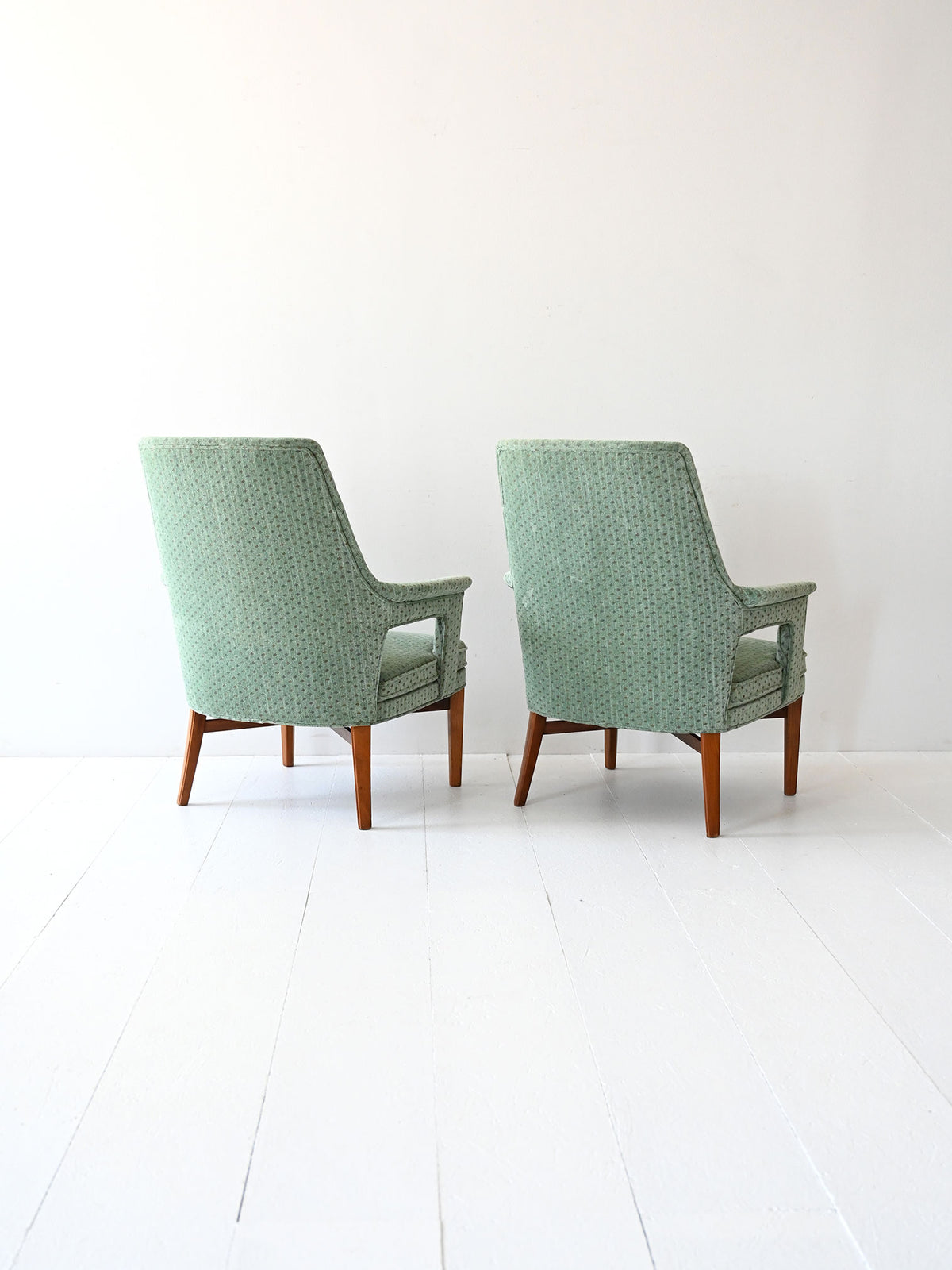 Coppia di poltroncine scandinave vintage anni 50 verde menta 3