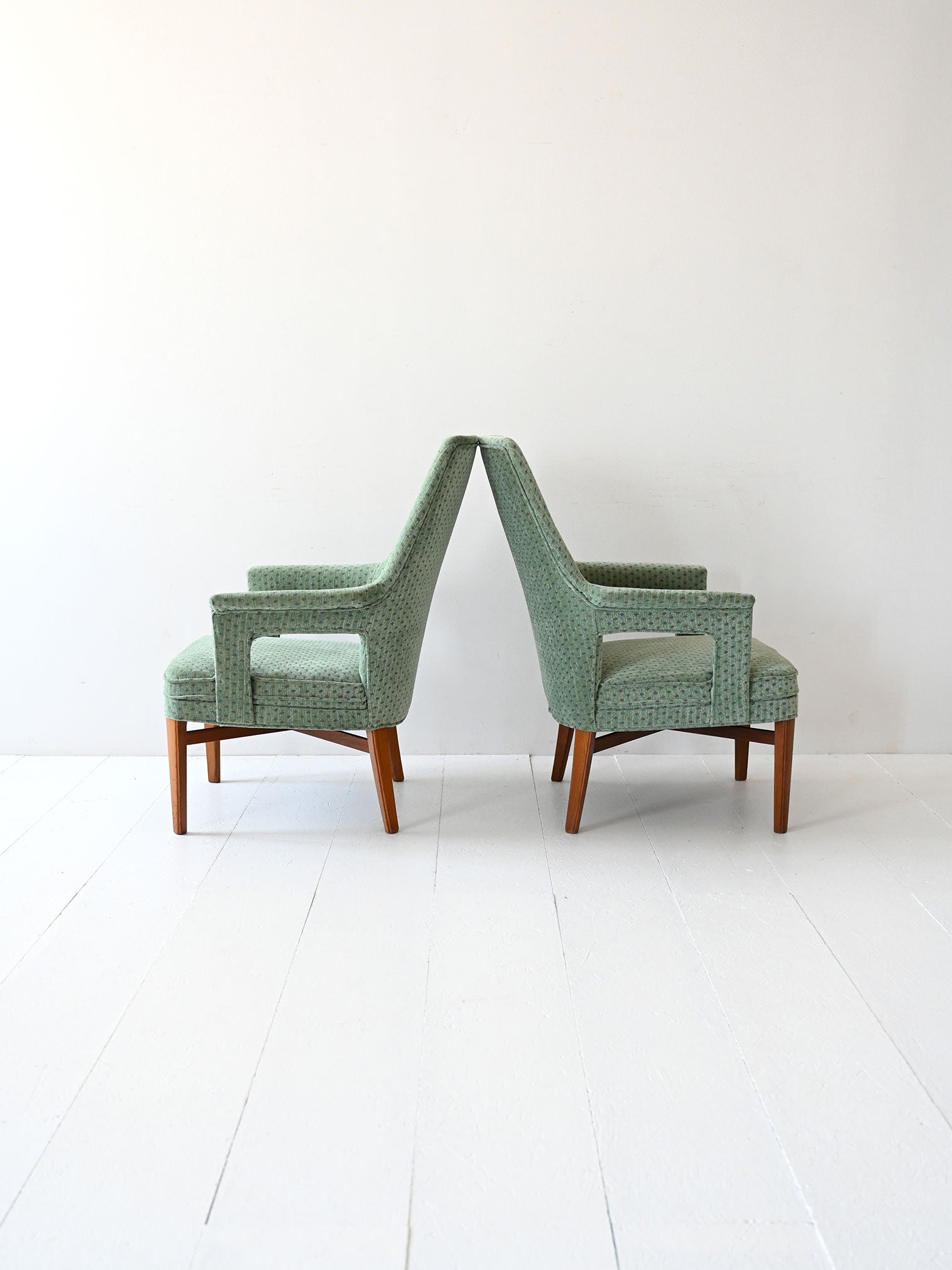 Coppia di poltroncine scandinave vintage anni 50 verde menta