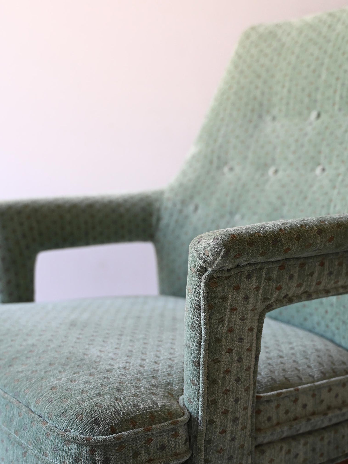Coppia di poltroncine scandinave vintage anni 50 verde menta 6