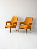 Coppia di poltroncine scandinave vintage anni '50 gialle 2