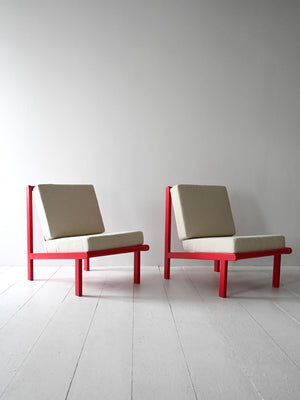 Coppia poltrone scandinave vintage rosso ciliegia 1