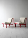 Coppia poltrone scandinave vintage rosso ciliegia 2