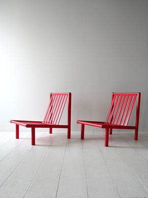 Coppia poltrone scandinave vintage rosso ciliegia 3