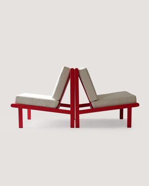 Coppia poltrone scandinave vintage rosso ciliegia