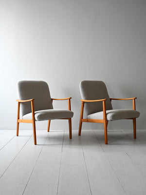Coppia poltrone scandinave mid-century in rovere 2