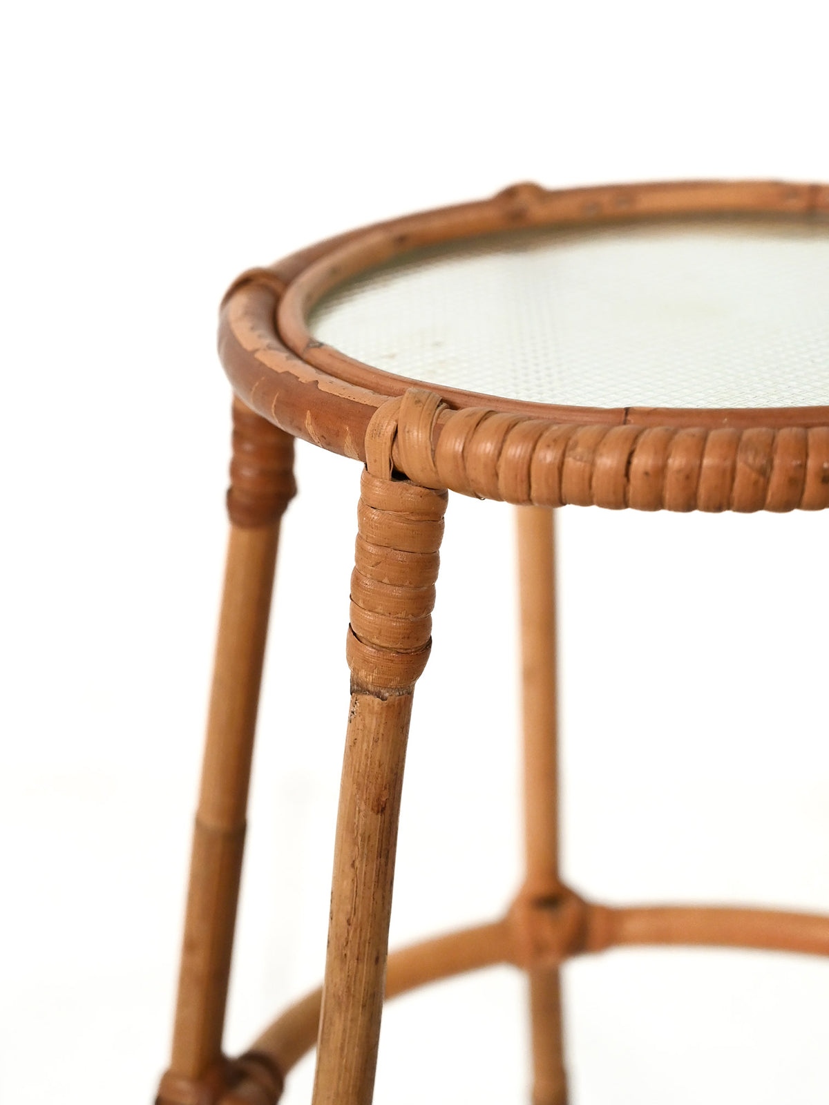 Portafiori scandinavo circolare in bambù anni '60 2