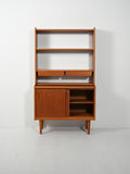 Libreria scandinava in teak con cassetti sospesi 2