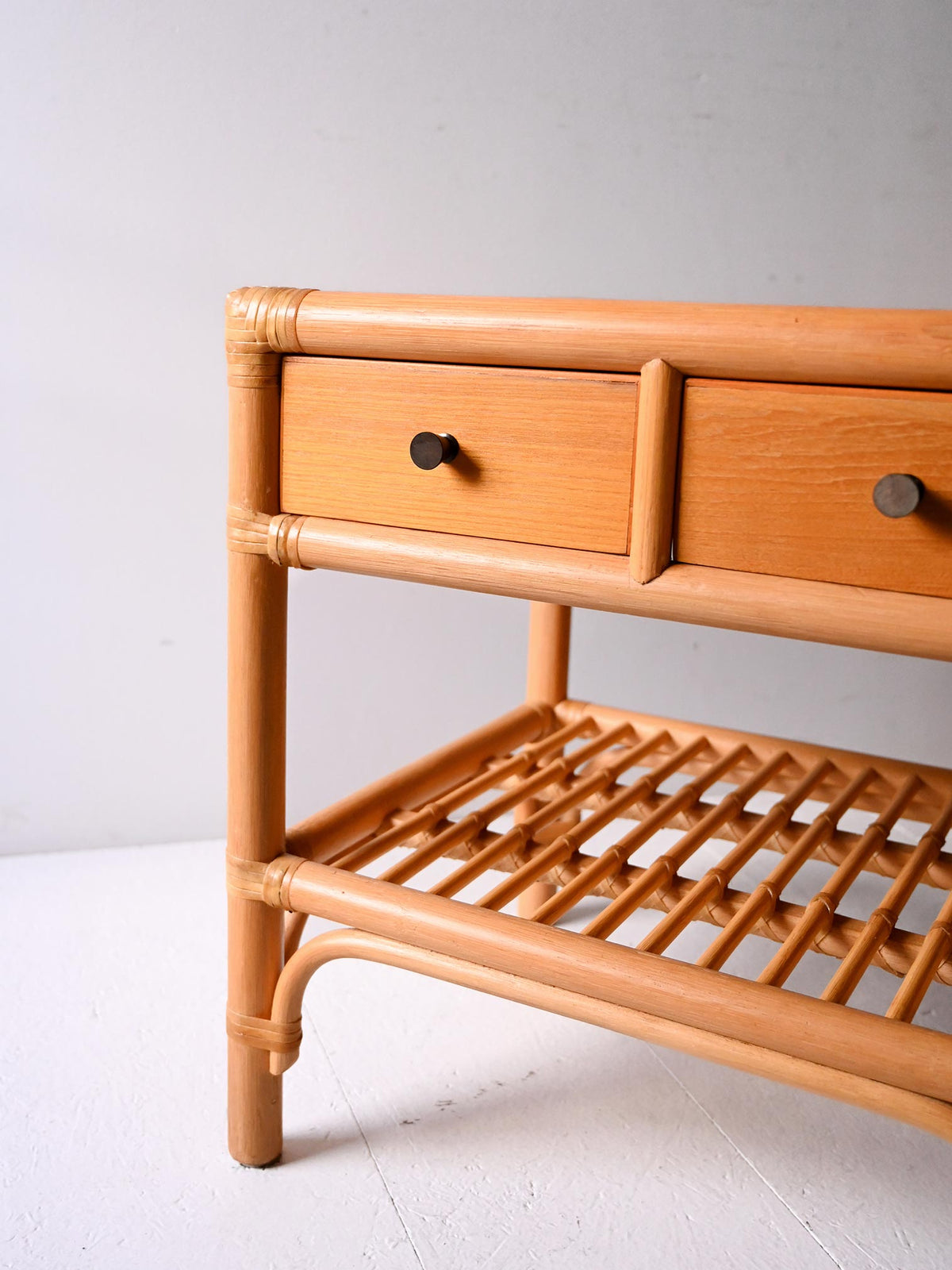 Coppia comodini DUX in bambù e rattan intrecciato 5