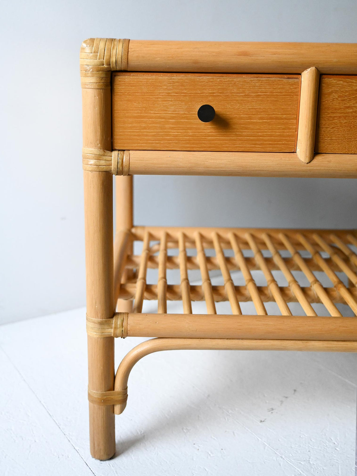 Coppia comodini DUX in bambù e rattan intrecciato 7
