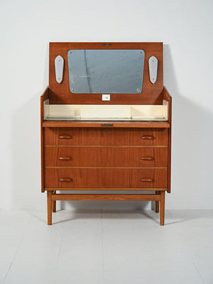 Toeletta con cassettiera scandinava in teak anni 50/60