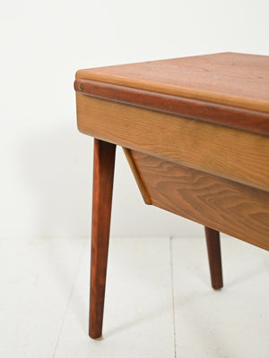 Tavolino portalana scandinavo in teak e rovere 11