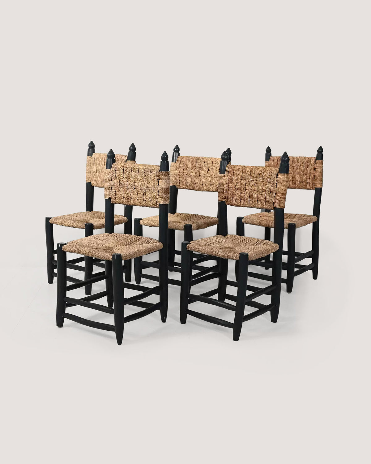Set di cinque sedie marocchine in legno