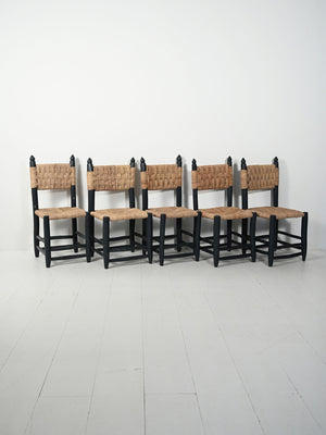 Set di cinque sedie marocchine in legno 1