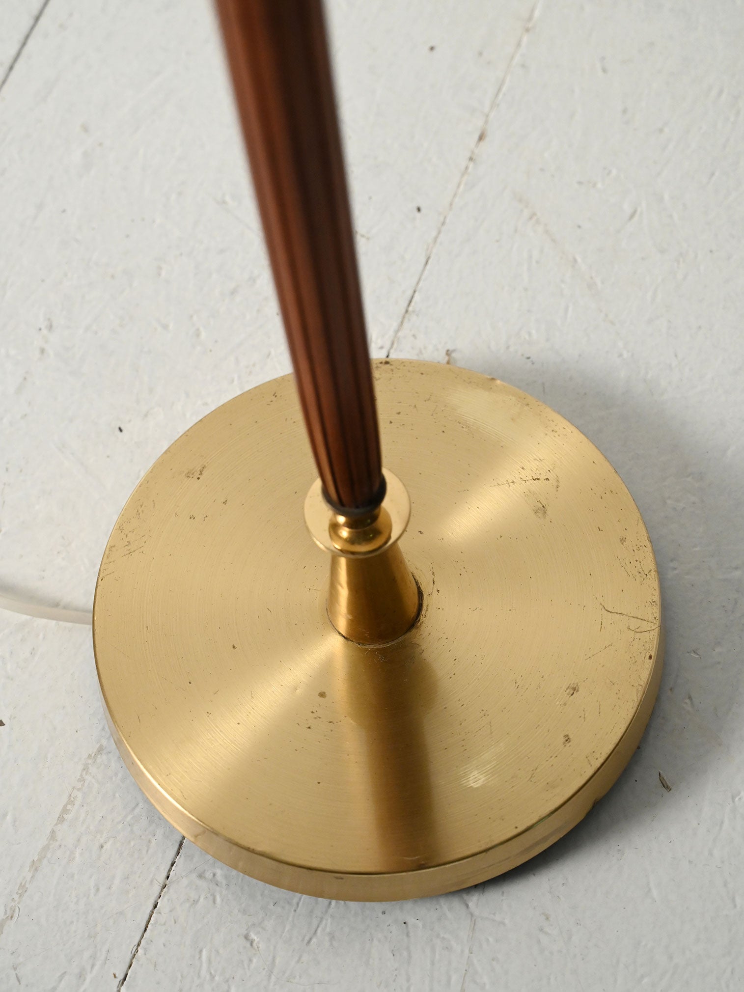 Lampada da terra teak e vetro color ambra 2
