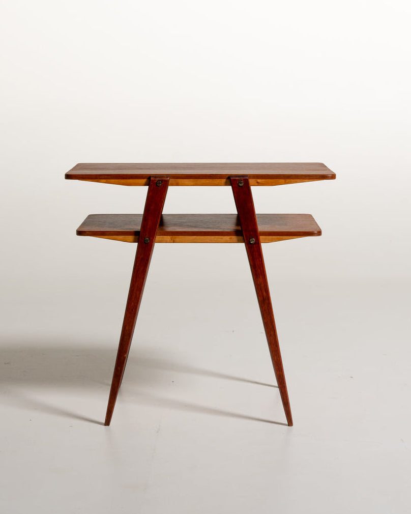 Tavolino a due livelli in teak e mogano, anni ’50
