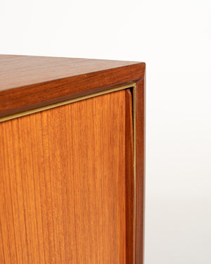 Mobile bar scandinavo in teak con serranda, anni 50