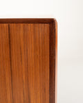 Mobile bar scandinavo in teak con serranda, anni 50