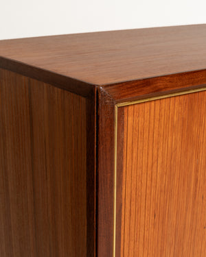 Mobile bar scandinavo in teak con serranda, anni 50