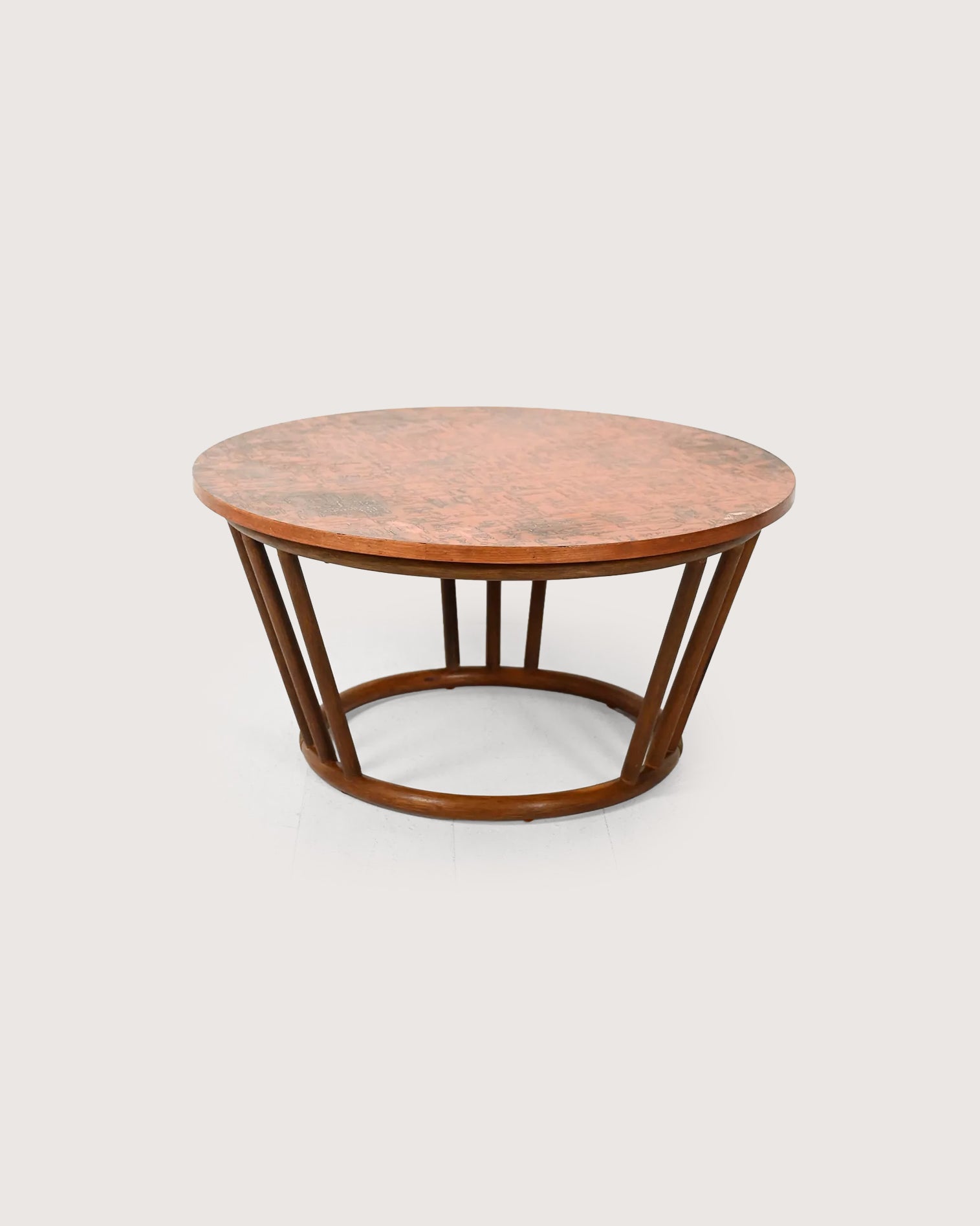 Coffee table rotondo in bambù e rame
