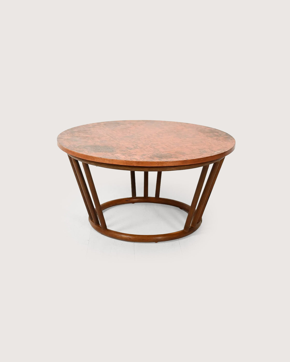 Coffee table rotondo in bambù e rame