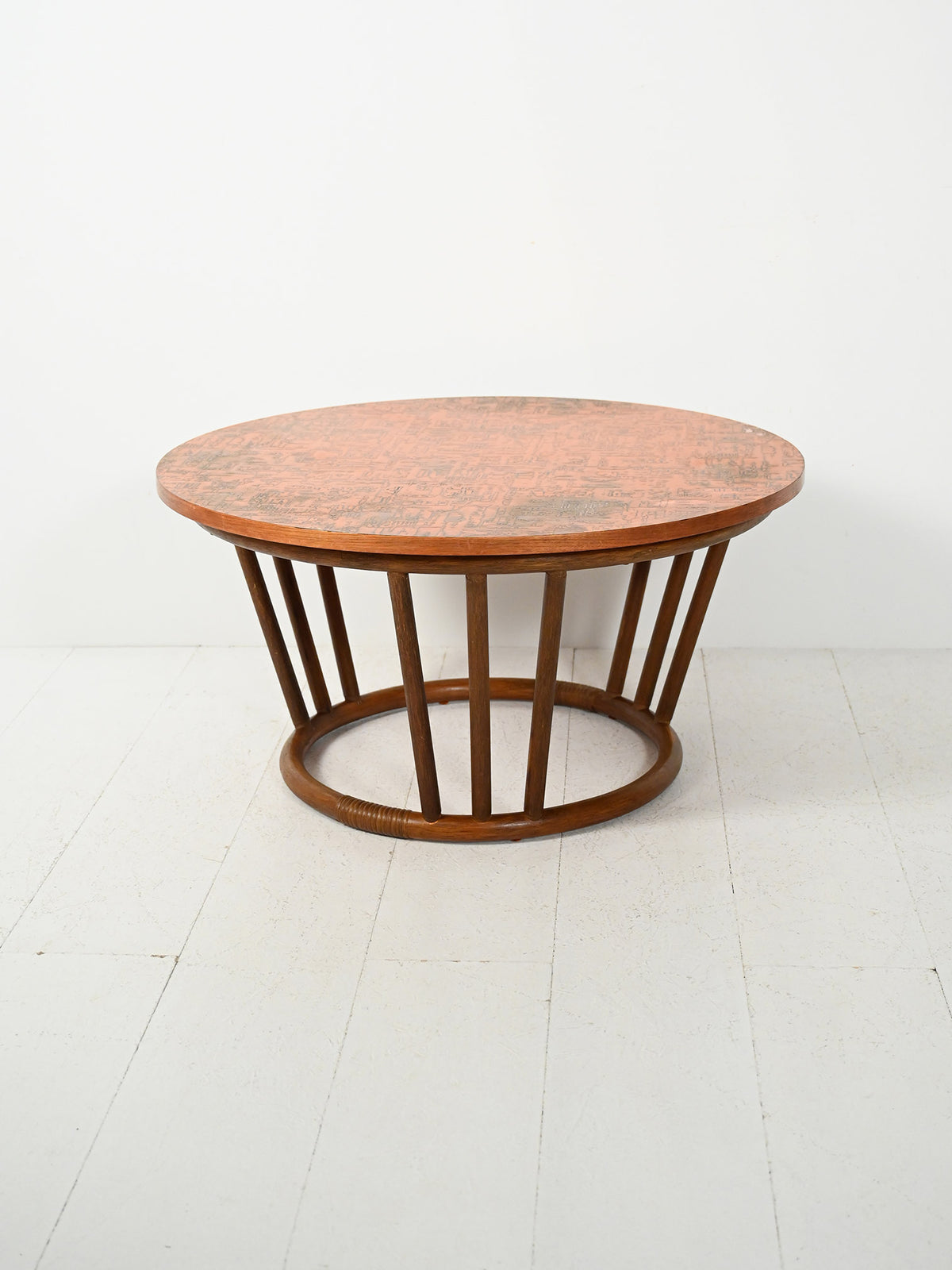 Coffee table rotondo in bambù e rame 2